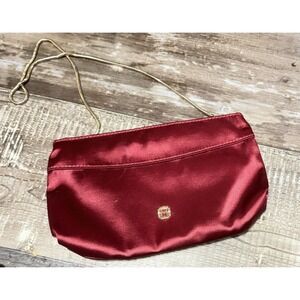 Monet Satin‎ Evening Crossbody Purse Red Gold Cord Strap Holiday Party Bag